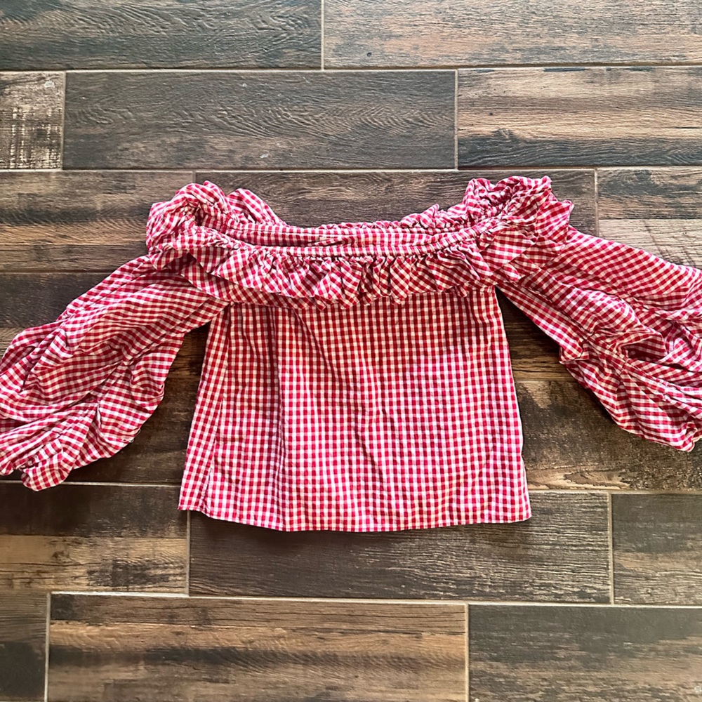 Off the shoulder gingham top